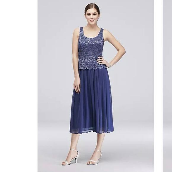 R&M Richard’s sequin lace tea-length dress and matching jacket size 12 P - Picture 11 of 12